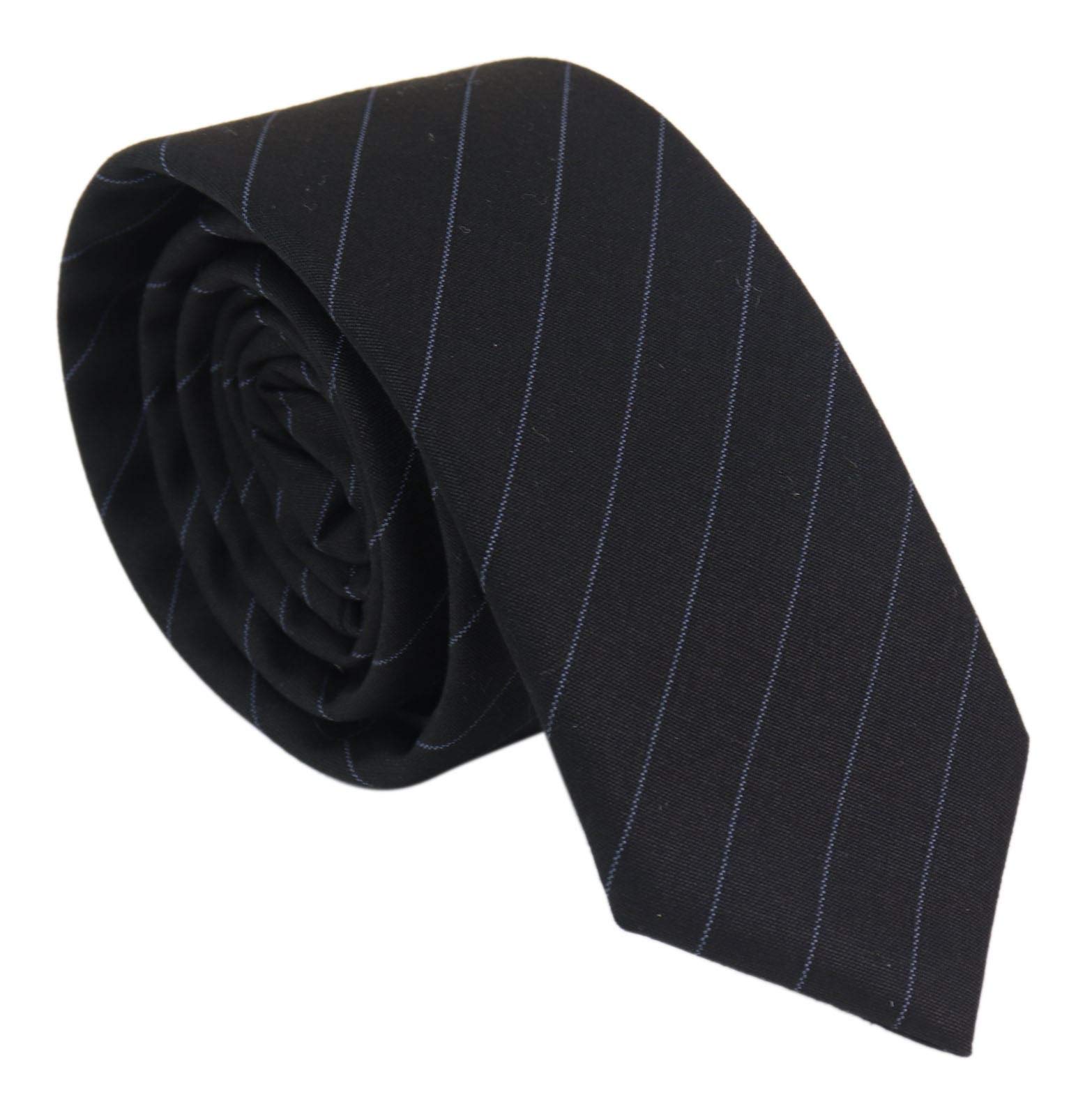 Truclothing Men's Black Stripe Stz42 Tie Hankie Tweed Pin Stripe Vintage Retro Classic Gatsby Blinders - One Size