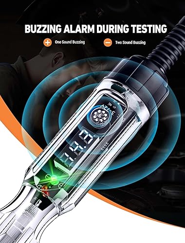 Miniatura 3 de Probador de circuito automático LCD digital con retroiluminación de 3 a 72 V, luz de prueba automotriz con cable extendido de 140 pulgadas y luz LED