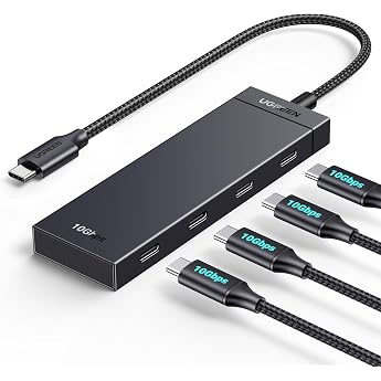 UGREEN USB C Hub 10 Gbps, Adapter with 4 x USB C 3.2 Ports, High Speed Multiport Splitter for iPhone 17 Series, Galaxy S25 Se
