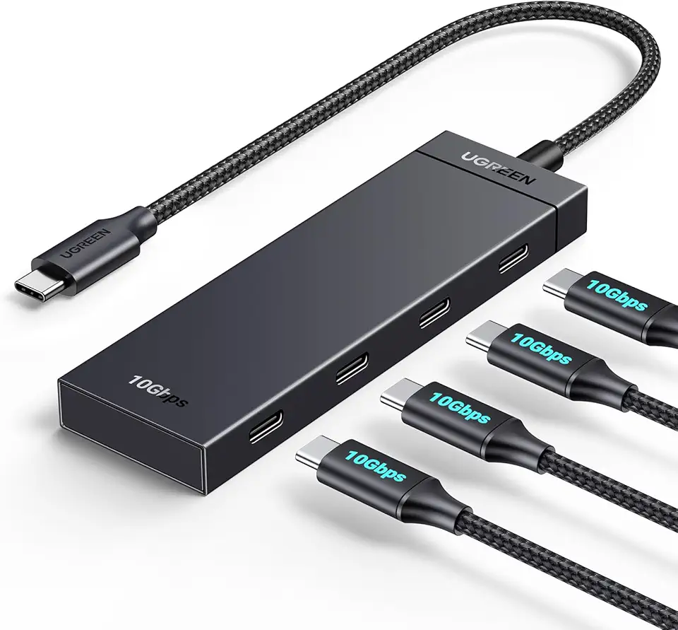 UGREEN Hub USB C 4 em 1 de 10 Gbps, 4 portas USB C 3.2 geração 2, adaptador multiporta USB de alta velocidade tipo C para USB, hub USB para laptop, PC, iMac, MacBook Pro/Air 2024, Playstation, Xbox,