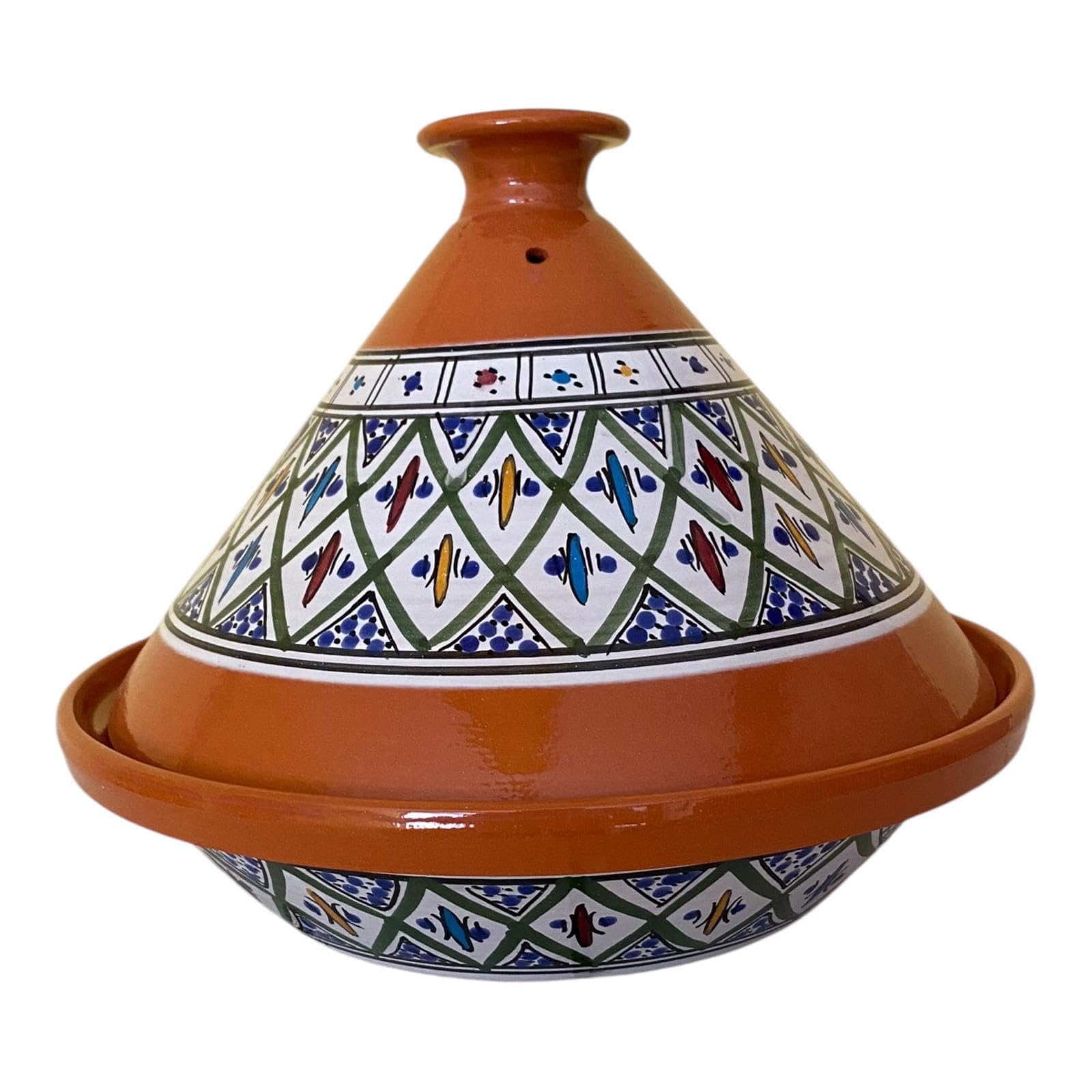 La Maison Unique: Tajine Terracotta Marocchina Tunisina Diametro 32cm Pentola a Pressione Con Coperchio Piatto Etnico Marocchino Cucina Salutare - Qualità Premium - Verde
