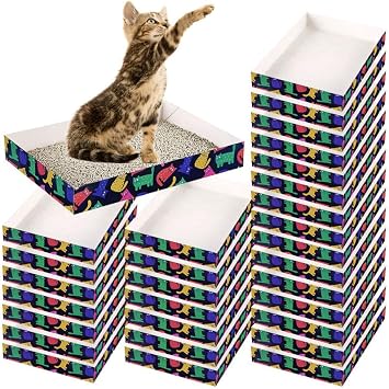 30 Pack Disposable Cat Litter Box, Foldable Paper Litter Box, Travel Cat Litter Box,Non Clumping Durable and Water Resistant,Low Entry Easy Disposal,Portable13.8x10x2 in