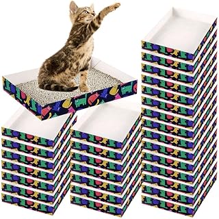 30 Pack Disposable Cat Litter Box, Foldable Paper Travel Litter Box, Non Clumping Durable and Waterproof,Low Entry Easy Disposal,Portable(13.6x9.7x1.9 in)