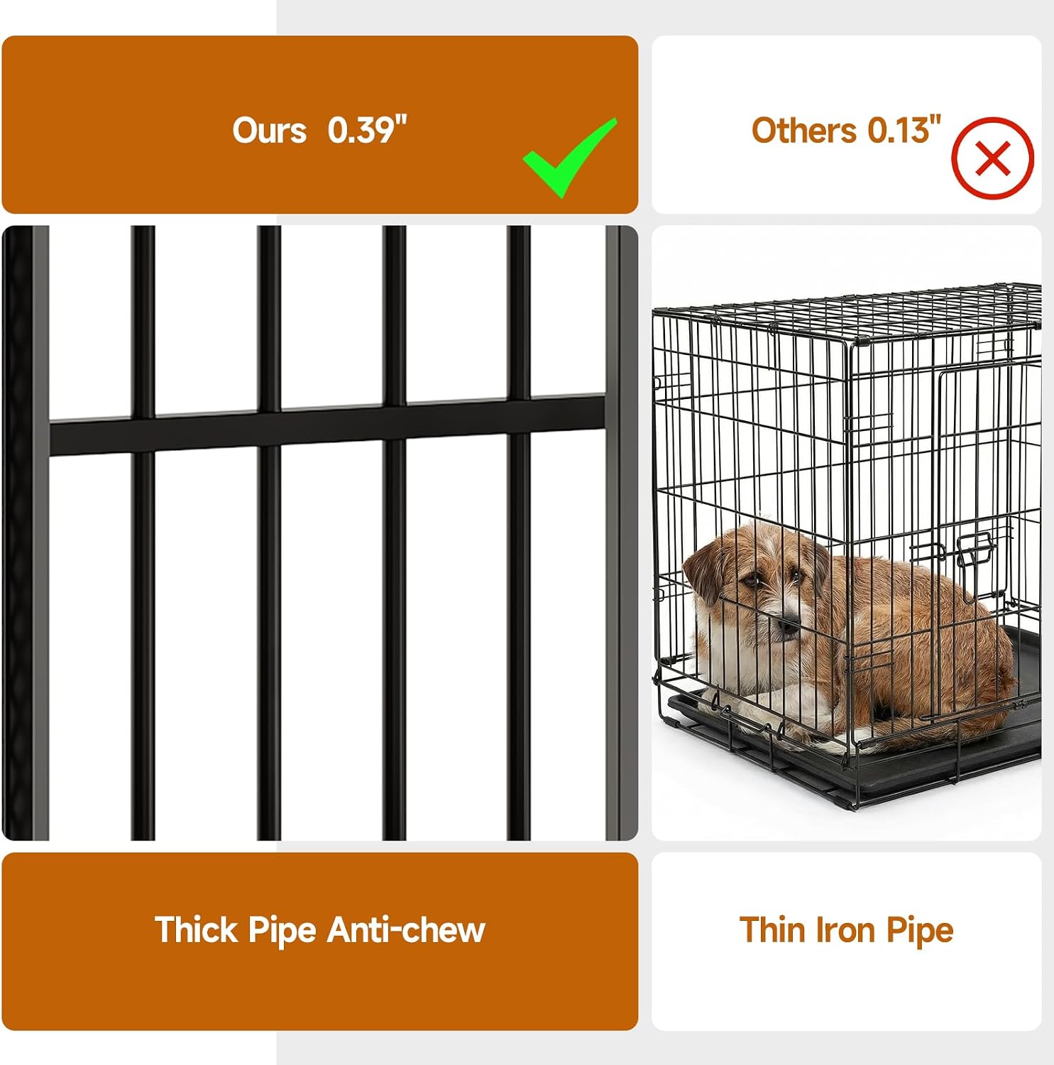ONBRILL 87'' Heavy Duty Dog Crate Furniture, Indoor Dog Kennel TV Stand with 3 Room and 6 Lockable Door, Pet Crate Table with 2 Removable Divider and Adjustable Feet for Large Medium Dogs (Brown)
