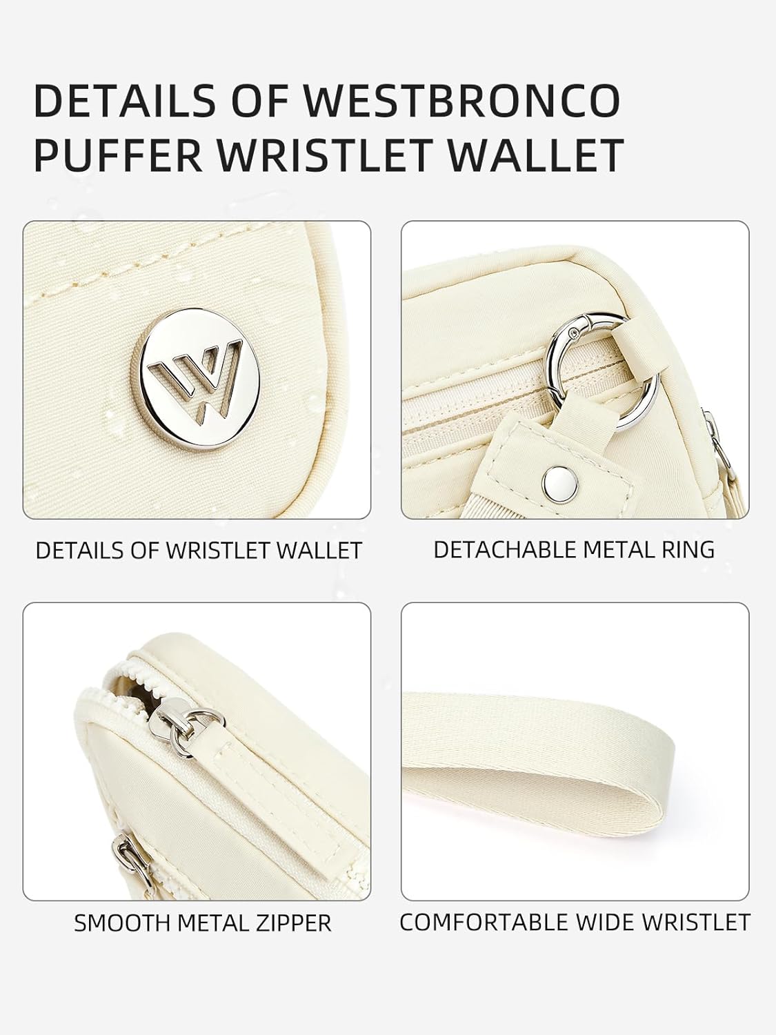 WESTBRONCO Wristlet Wallets for Women Nylon Quilted RFID Wallet with 3 Zipper Purse for Travel - Image 6