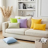 Vista 4 de Thmyo - Paquete de 4 fundas de almohada decorativas de 100 % algodón para lumbar, cómodas, sólidas, para Navidad/Halloween, fundas de cojín Blanco