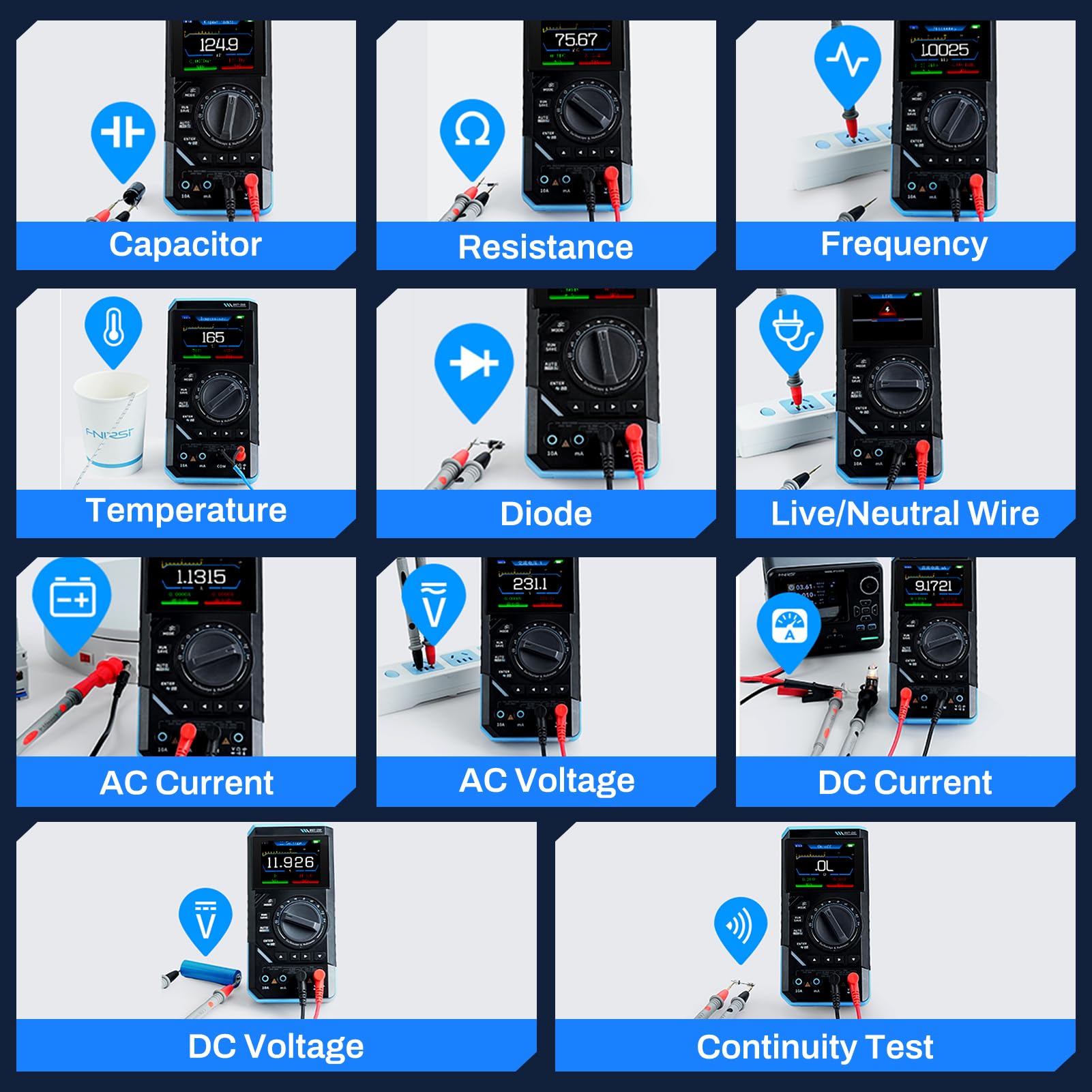 Osciloscopio Portatil DST-210 Multimetro Digital Profesional Generador de Señales 3 en 1 Multimetro Tester 19,999 Cuentas Comprueba Voltaje CA/CC, Corriente, Capacitancia, Resistencia y Diodos