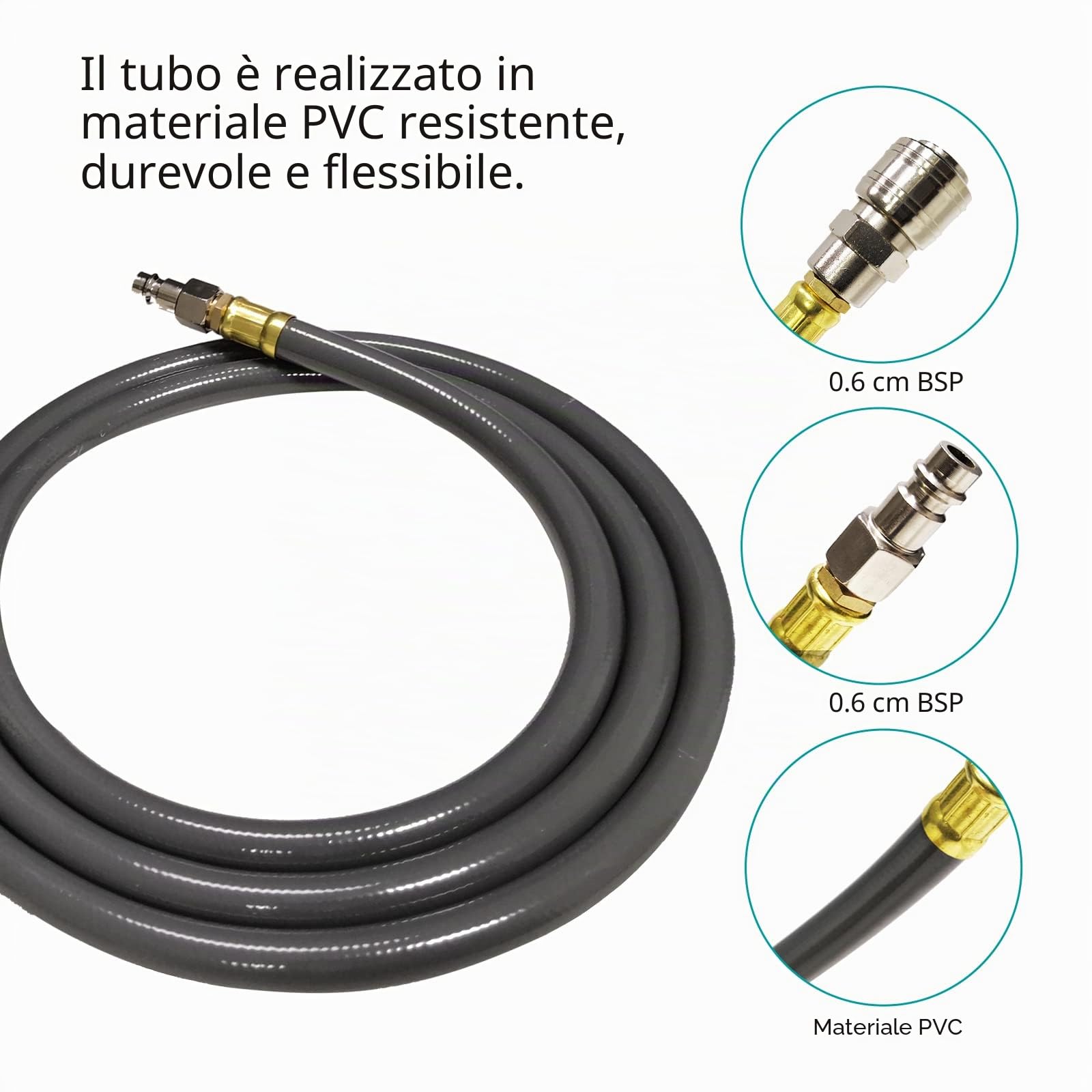 LZQ Avvolgitubo aria compressa professionale (20 m + 2 m), connessione 1/4" BSP giunto rapido, con riavvolgitore automatico e auto-stop