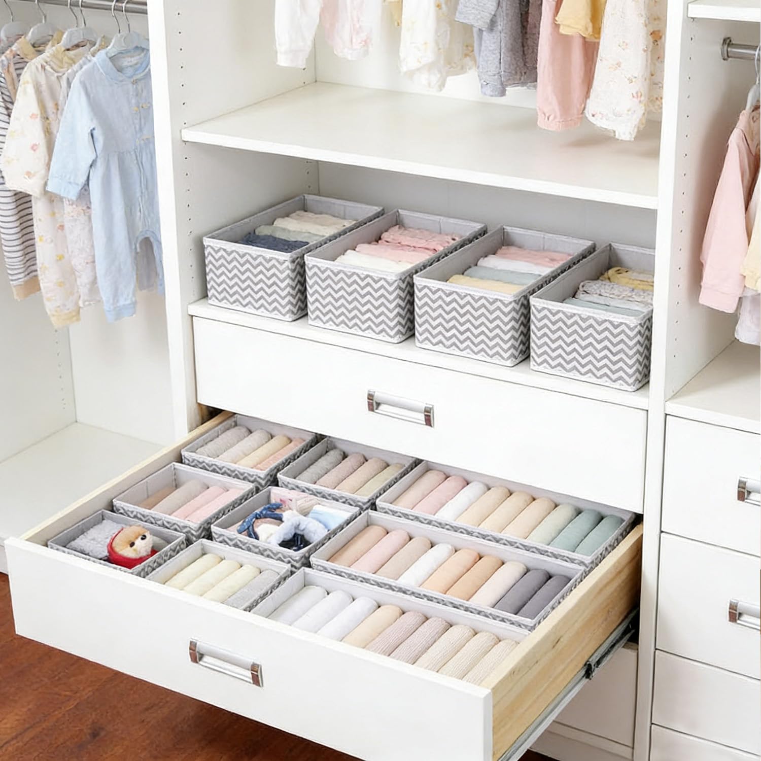 Evance 12 Plegable Organizador de Cajones Tela Ropa Interior Sujetadores Gris