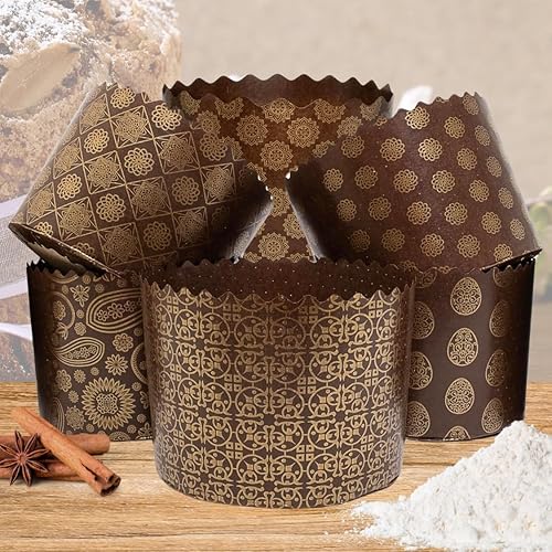 Miniatura 1 de Pan de Pascua Formas Paska Pan Molde Kulich Paskha Pantone 12pcs Medio 12.35 oz - Pan Stampo por Molde Pandoro Panettone Moldes de papel - Envoltura