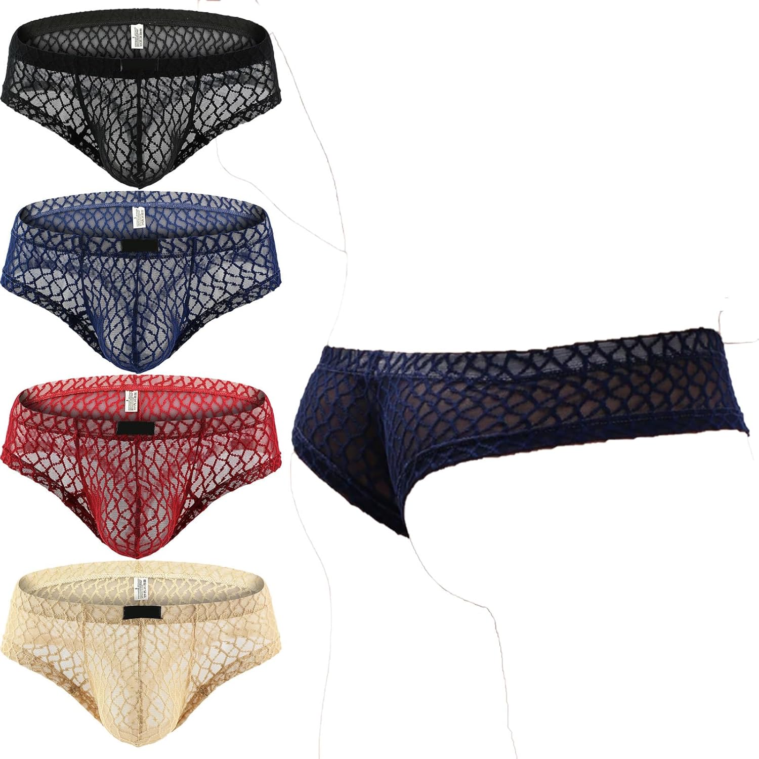 Men Sexy Lace Boxer Shorts Underpants Men Boxers Bulge Penis Pouch Underwear Panties
