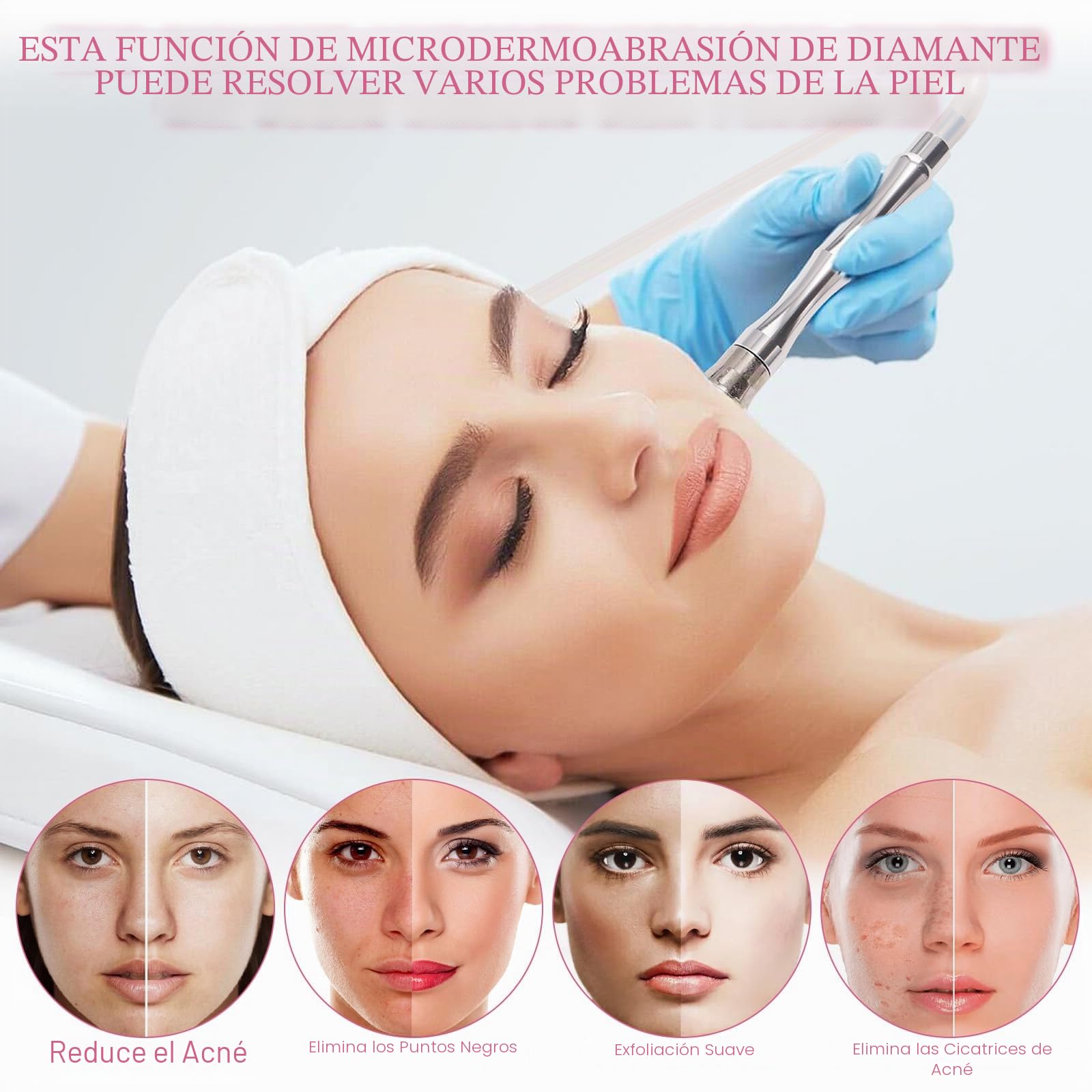 Beauty Star - Máquina de microdermoabrasión, 3 en 1, máquina portátil de microdermoabrasión de diamante, equipo de salón de cuidado facial con aspiradora y spray y filtros de algodón