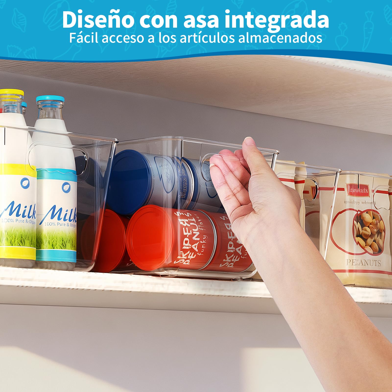Organizador Nevera, Organizadores para la Despensa, Organizador Frigorifico para la Cocina, Refrigerador, Encimeras y Armarios (Paquete de 4, L(30x20x15CM))