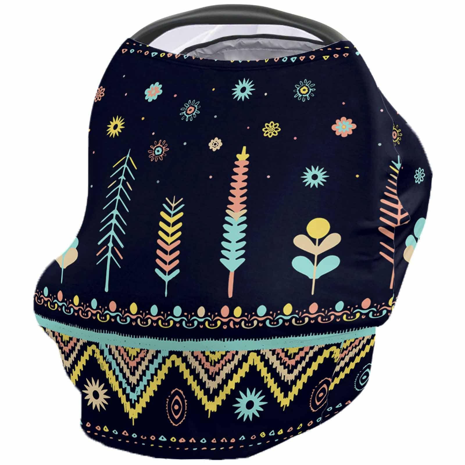 Nursing Cover for Breastfeeding Scarf, Colorful Geometric Tribe Style Baby Car Covers Super Soft Multi Use for Canopy Shopping Cart Cover Blanket Stroller Cover
