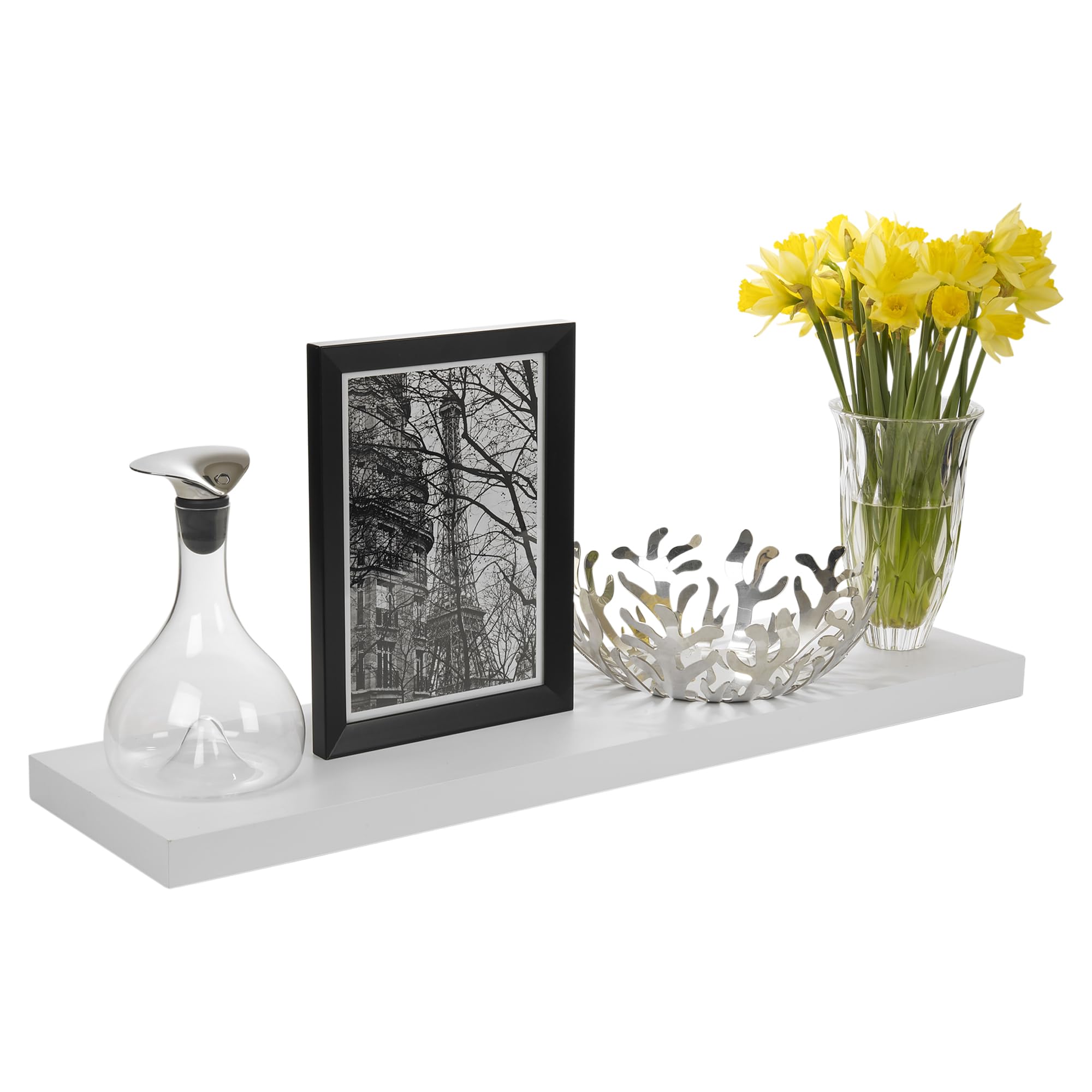 URBNLIVING 90cm White Wooden Floating Wall Mount Shelves Display Unit