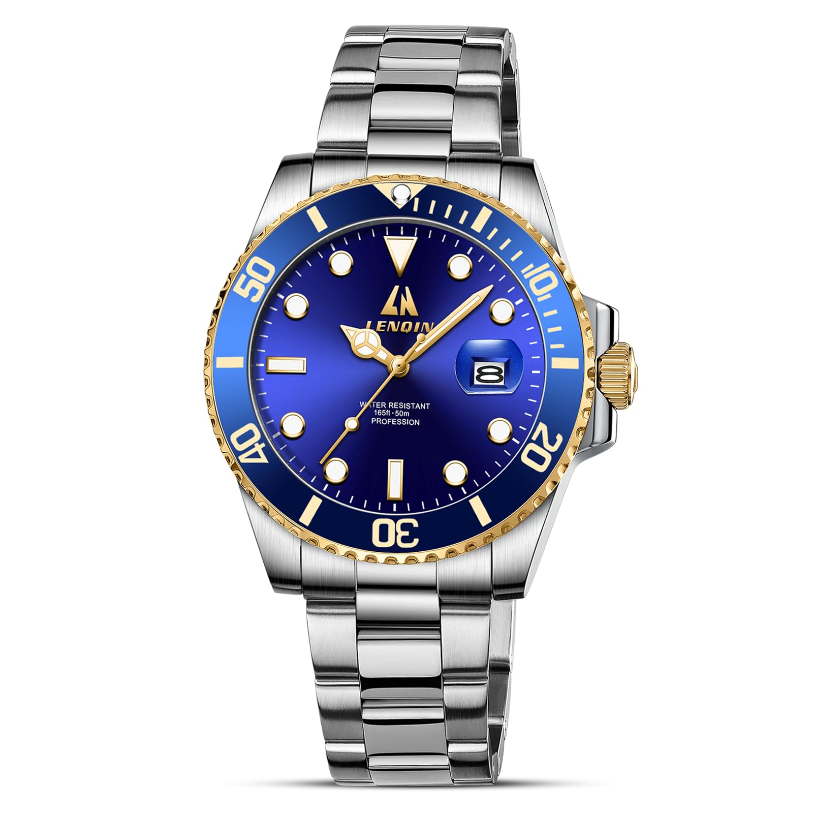 LN LENQIN Relojes Hombre Acero Inoxidable Reloj Analógico de Cuarzo para Hombre Impermeable Relojes de Pulsera Minimalista Luminoso Fecha Negocios Casual Diseñador Reloj de Hombre