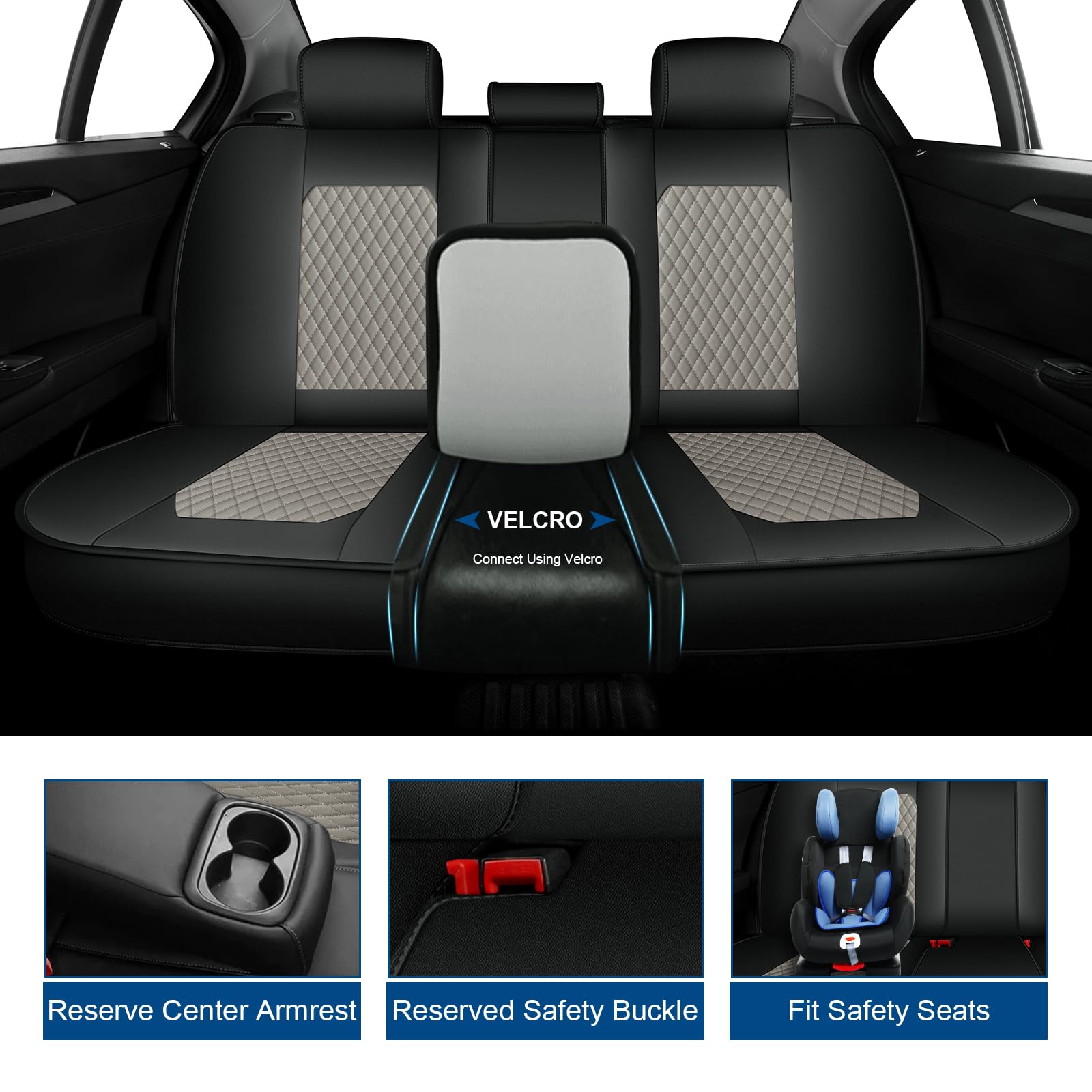 Car Seat Covers for Chevrolet Chevy Silverado 2007-2025 2026 Full Set Leather Ergonomic Seat Cover with Elevated Backrest — view 2