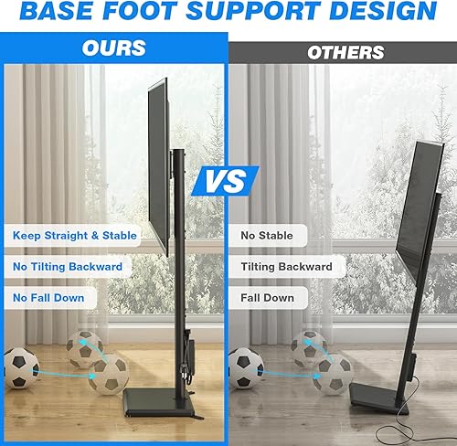 Miniatura 2 de Rfiver - Soporte giratorio de piso para TV con toma de corriente para televisores de 32 a 60 pulgadas, soporte de TV alto ajustable con base de