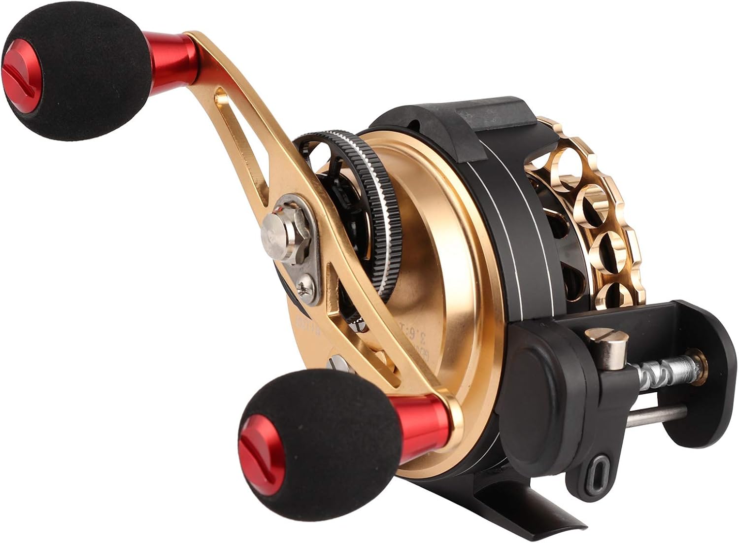 Inline Ice Fishing Reel, All Metal Fishing Wheel 3.6:1 Positioning with Magnetic Automatic Line Out Device for Raft, Lake, Sea, Rock Fishing