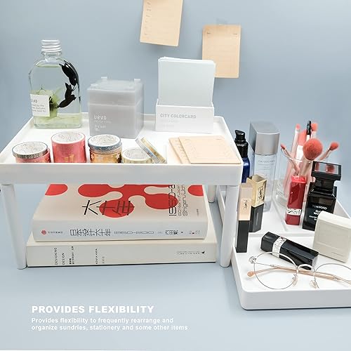 Miniatura 9 de souG - Organizador de escritorio para cocina, baño, oficina, dormitorio, soporte de almacenamiento de artículos de escritorio de doble capa y