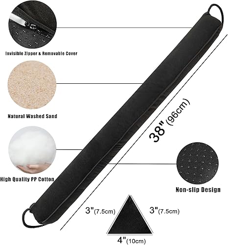 Miniatura 61 de Marwood Tope para debajo de la puerta, tapón de viento de 32 pulgadas para puerta y ventana, tapón de aire francés con peso para puerta delantera