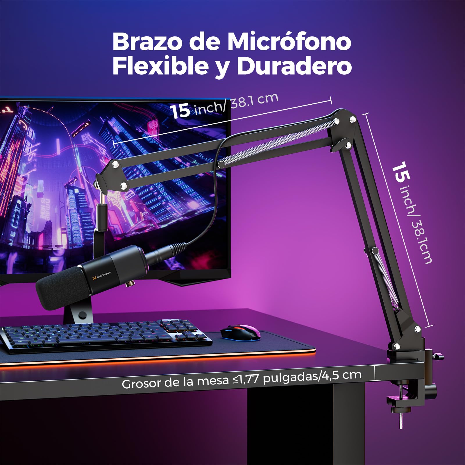 NearStream Micrófono USB/XLR de Condensador Supercardioide Compatible con MAC, PC, PS4/5, Discord, Audio Mixer, Micrófono Dinámico con Mute&Ganancia Audio& Reducción de Ruido& Monitoreo de Audio,AM20X