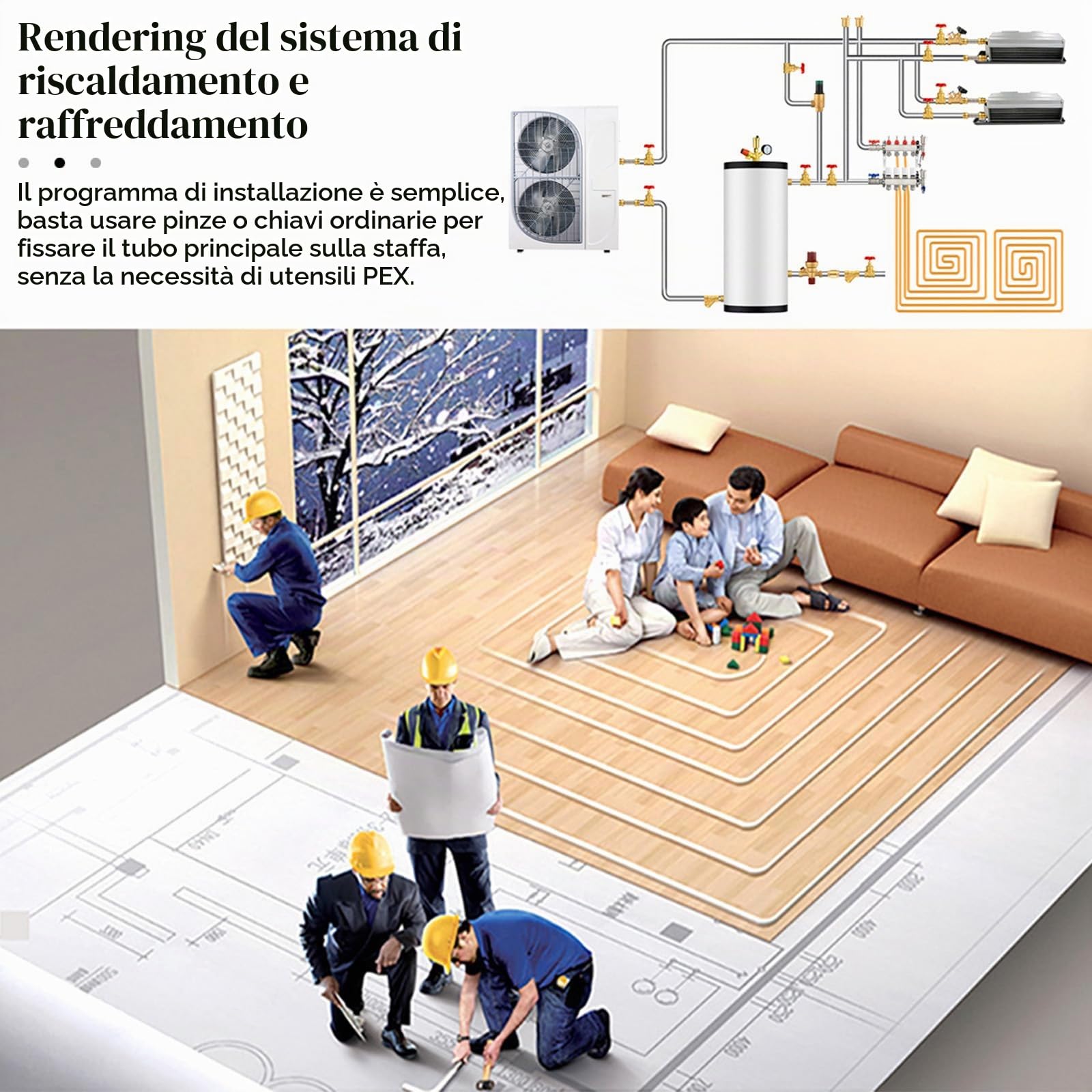 Distributore Circuito Riscaldamento, Misuratore Portata 4 Circuiti Riscaldamento Pavimento Impianto Riscaldamento Pavimento Acciaio Inox Con Flussometro Senza Valvola Sfera Filettatura Esterna 3/4"