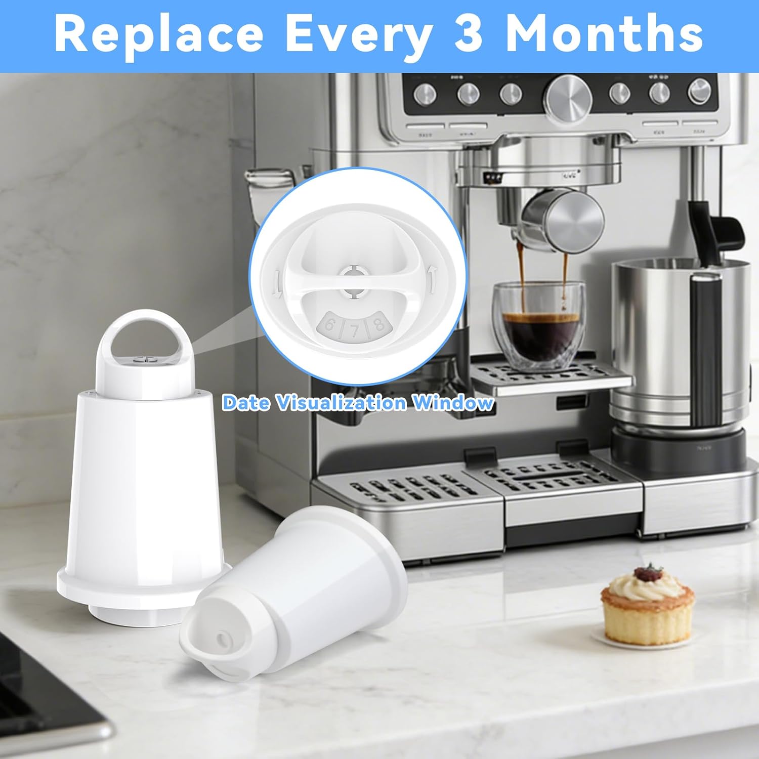 4 Pack Water Filter Replacement Compatible with Ninja Espresso Machine ES601 ES701, Reduces Chlorine & Limescale for Better Taste