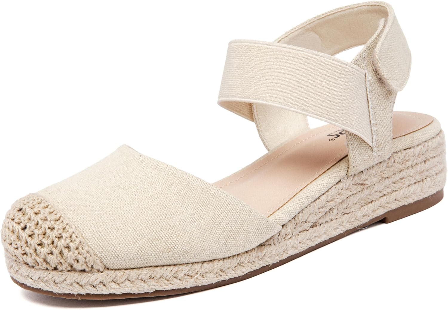 Veittes Women's Platform Wedge Heel Espadrille Sandals,Hook-and-Loop Closure with Elastic Ankle Strap, lightweight Rubber Sole, Comfortable Insole, Close-Toe Casual Summer Sandals