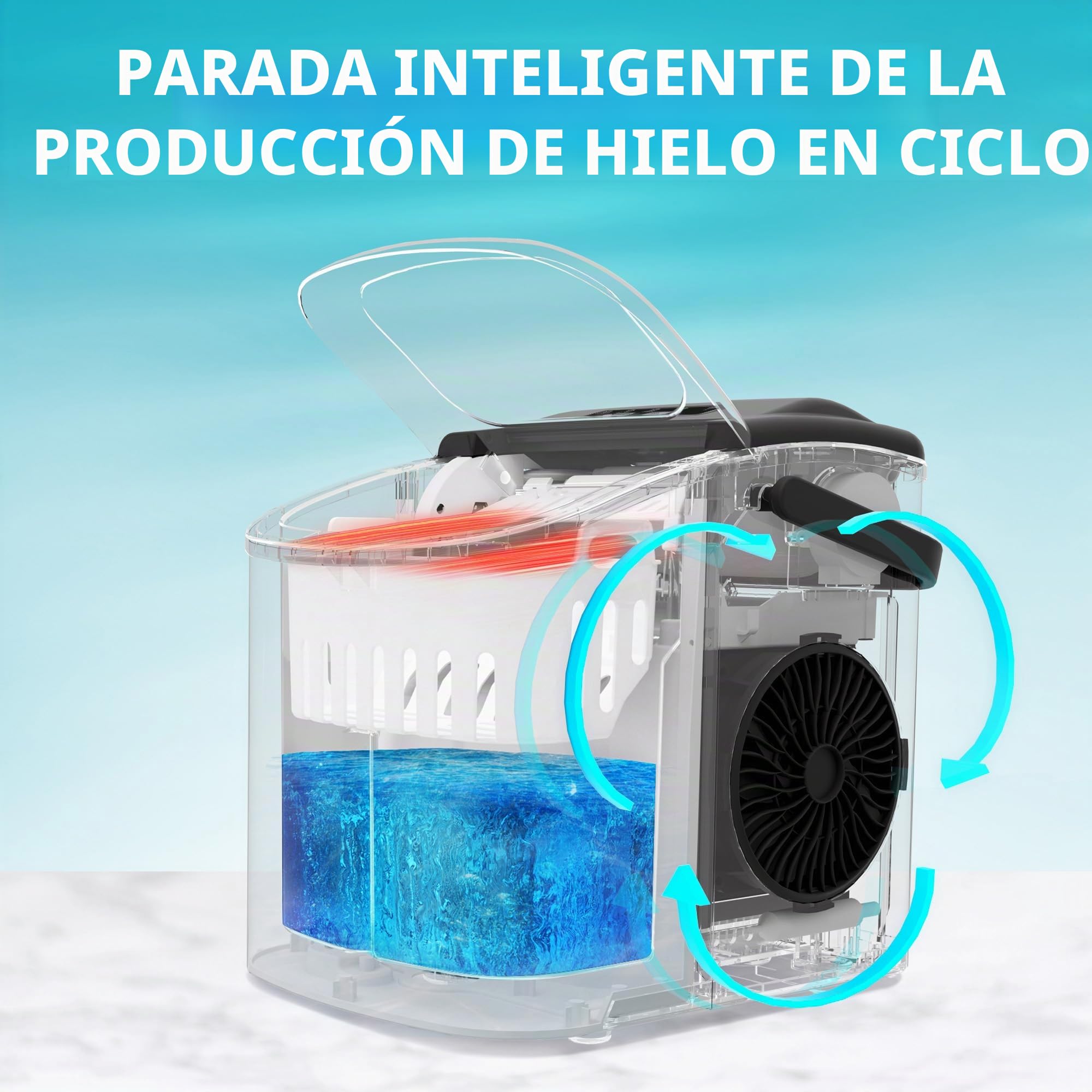 EUHOMY Máquina de cubitos de hielo de acero inoxidable, 24 cubitos de hielo en 13 minutos, 24 kg/24 h, máquina de hielo autolimpiable de 3,2 L con pala de hielo y cesta Gris