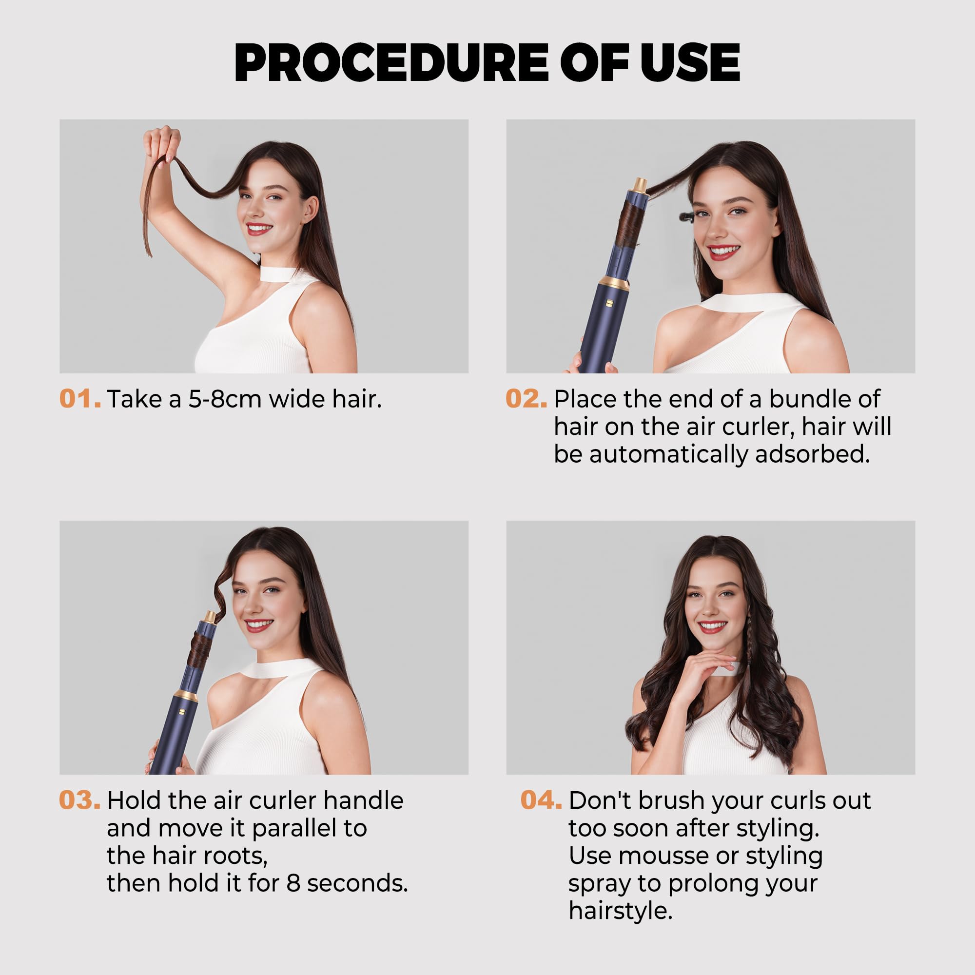 Air Brush 5 en 1 Hair Styler Airbrush 5 en 1 avec Seche Cheveux, Brosse Soufflante, Fer a Boucler, Thermal Brush, Brosse Lissante Seche Cheveux 5 en 1 pour Sécher, Boucler, Lisser