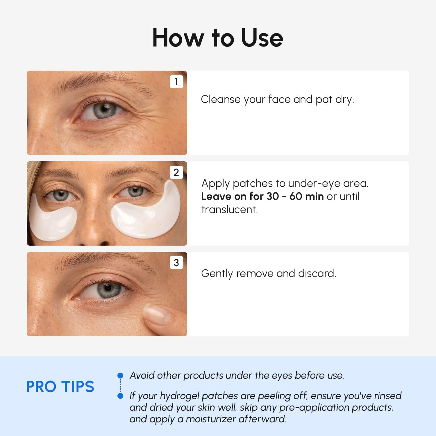 MAREE Parches invisibles debajo de los ojos para ojos hinchados y ojeras con colágeno péptido, cafeína y retinol, máscaras de ojos para mujeres y hombres para bolsas debajo de los ojos y reducción de