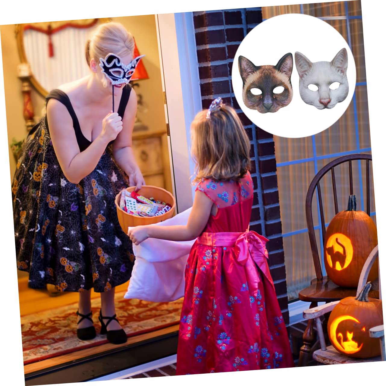 HANABASS 6 Maschere Halloween Realistiche Unisex Copri Volto Animale Halloween Decorazioni Costume Mascherato e Masquerade
