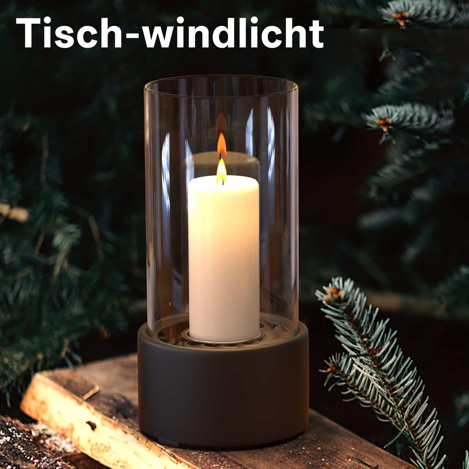 Tischkamin Indoor windlichter Wendelflamme Windlicht Edelstahl Windlichtsäule Outdoor Round Tischfeuer für Garten, Terrasse, Balkon, Wohnzimmer, Schlafzimmer für Tolles Ambiente-Feuer