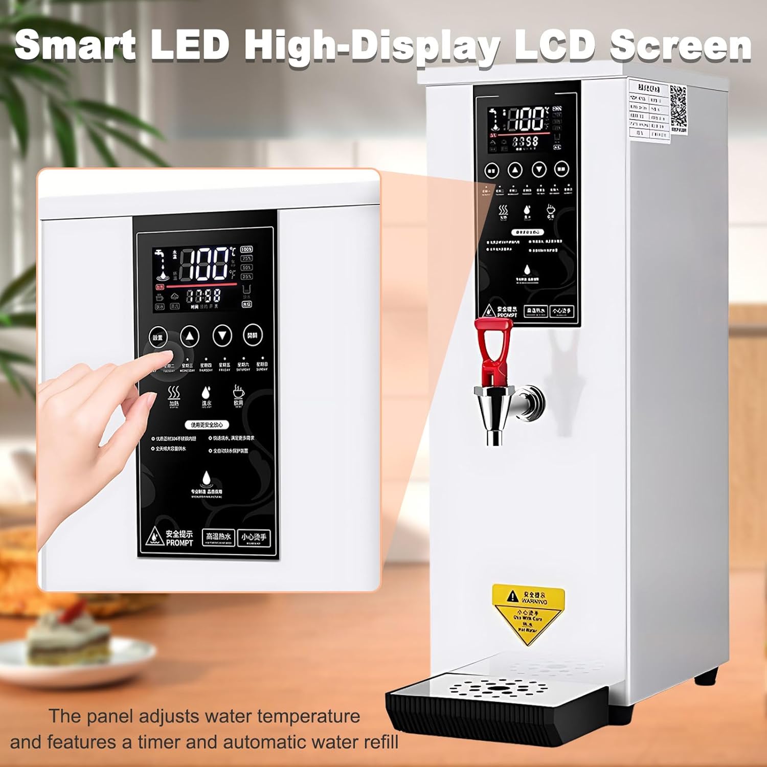 Autofill Stainless Steel Tea,Commercial Hot Water Dispenser,Water Output: 60l/H,Energy-Saving And Heat-Insulating,Automatic Temperature Control,Fast Heating silver
