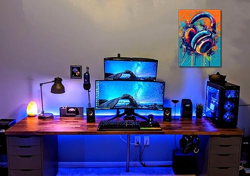 Miniatura 5 de Ypxzzj Póster de graffiti para auriculares, arte de pared, tema musical, colorido, auricular, imagen, decoración de juegos para niños, jóvenes,