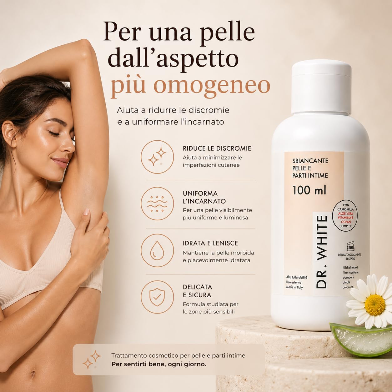Dr White Intima wybielający krem 400 ml – krem rozjaśniający części intymne, Inguine i pachy – krem nawilżający i łagodzący (średnio)