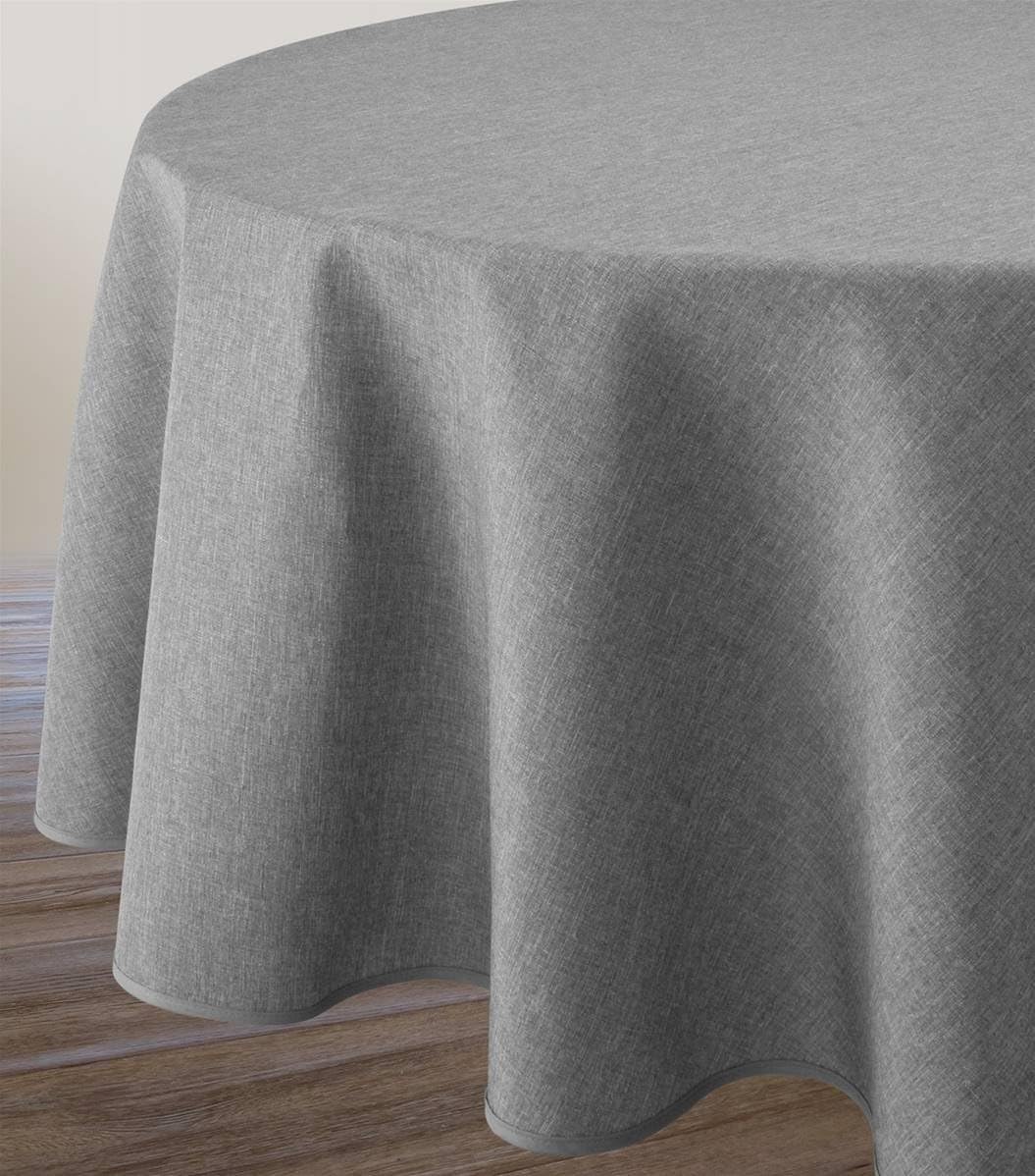 Plain Tablecloth - Anti-Stain grey - size : Round 70 inches