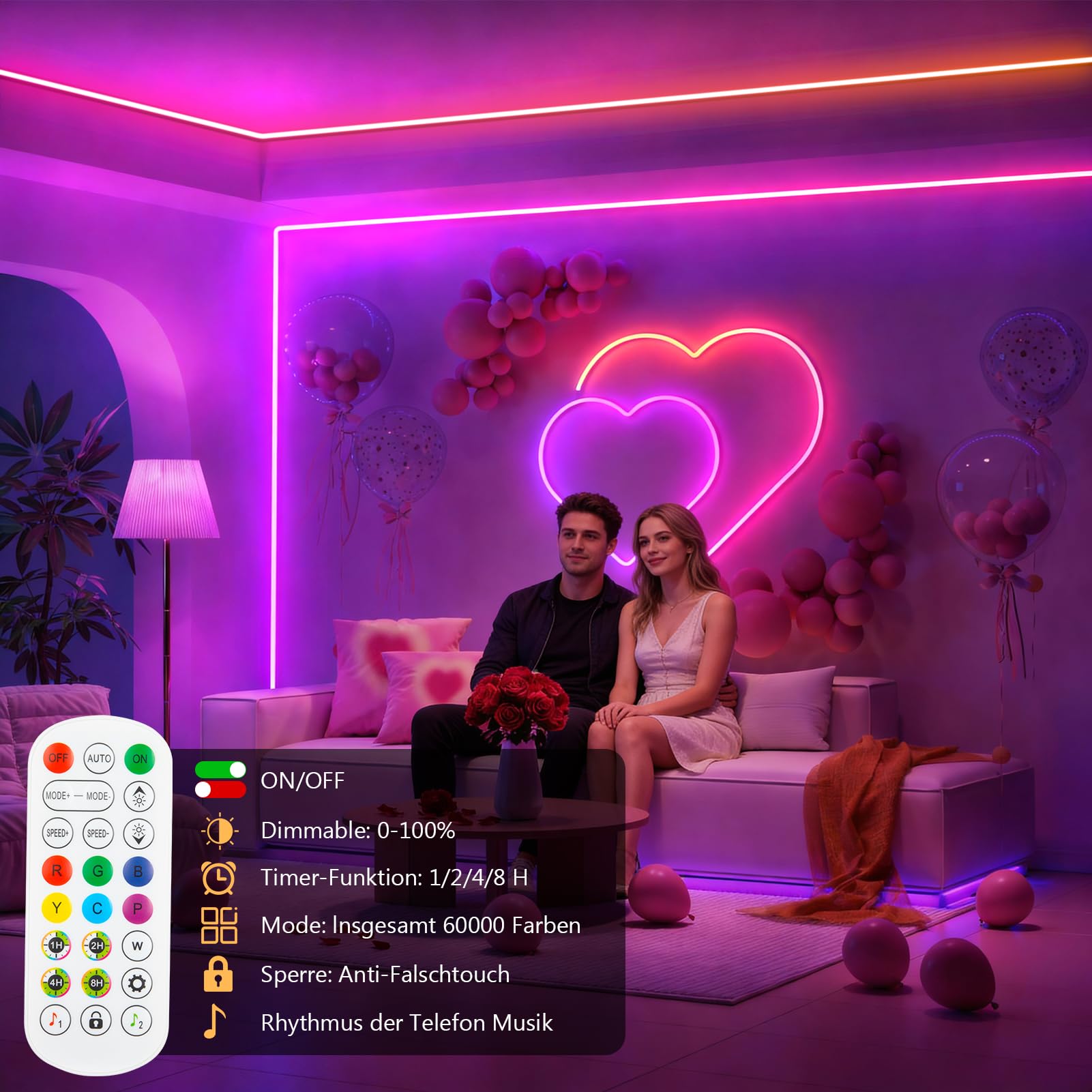 CCILAND 15 m RGB Neon LED Strip, Neon LED Streifen mit App/Fernbedienung | IP67 Wasserdicht flexible mehrfarbige LED Neon Rope Light für Gaming Schlafzimmer Innen und Außendekoration