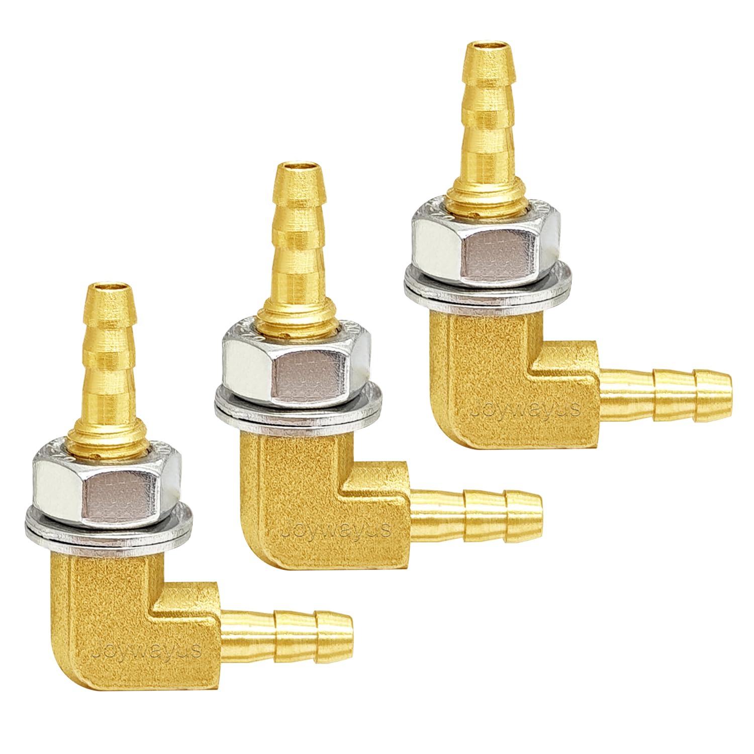 Photo 1 of Joywayus 3/16" Brass Thru-Bulk Head Hex L Elbow Fitting