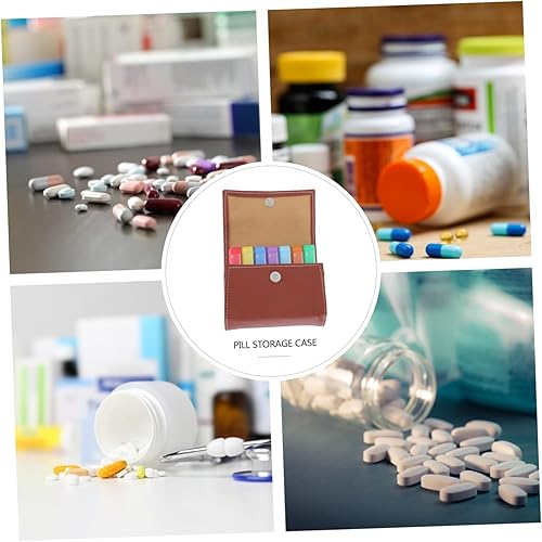 Miniatura 4 de Healeved 1 Set Leather Bag Medicine Box Holder Drug Carry case Portable Pill Organizer Travel Pill Travel Medication pastillero de Durable Medicine