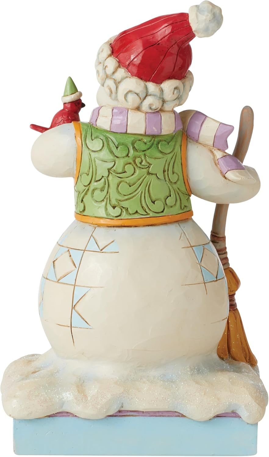 Enesco Jim Shore Heartwood Creek Snowman with Cardinal and Broom Figurine, 7.52 Inch, Multicolor