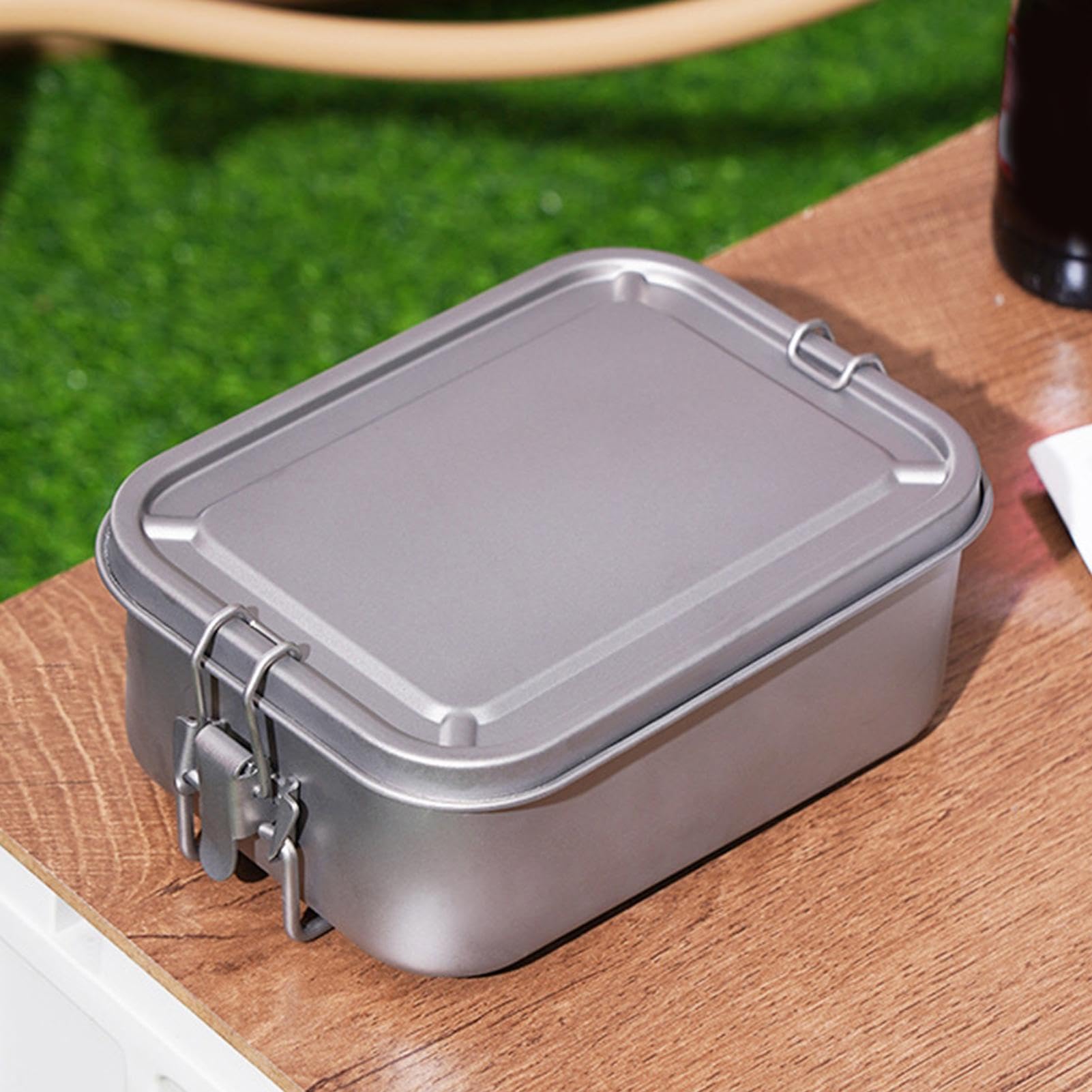 de metal | de metal de titanio | Contenedor de | alimentos de metal | plegable con asa plegable, contenedor de alimentos hermético, contenedor de alimentos de calef