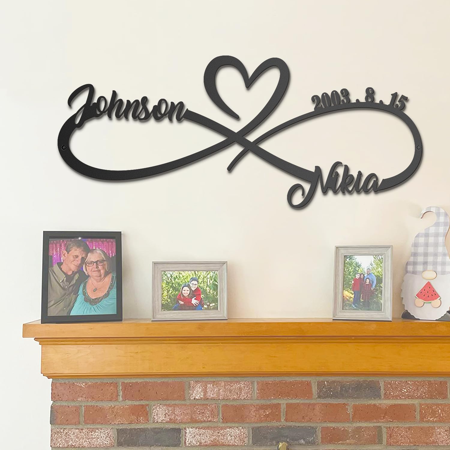 Personalized Anniversary Wedding Gifts for Couples 2025, Customized Metal Infinity Signs with Names & Date, Love Heart Unique Wall Art for Newlyweds Valentines image 2