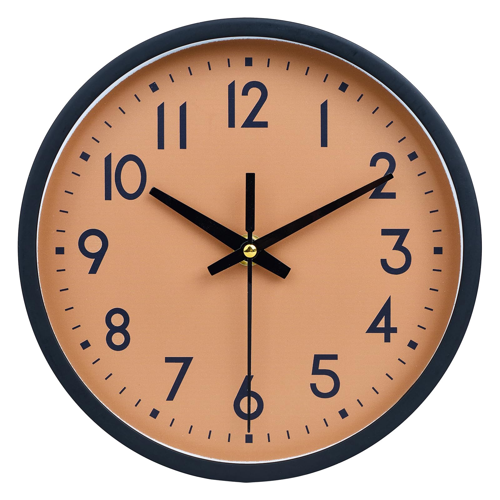 HZDHCLH Wall Clock Silent & Non Ticking Quartz, 8" Battery Operated Modern Wall Clock for Home School Kitchen Office Decor Clocks(Black frame brown) โ image 1