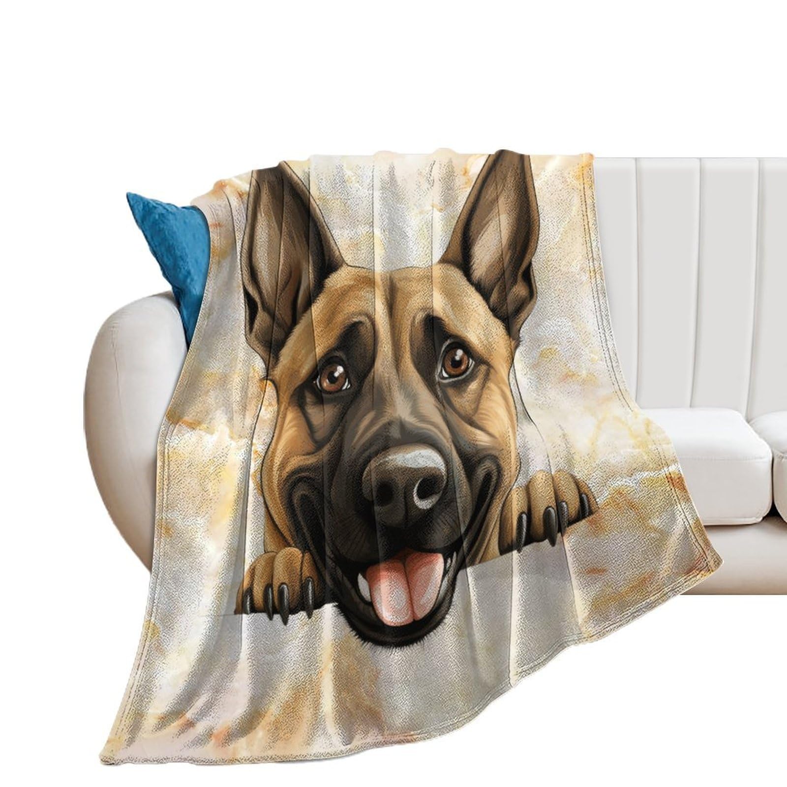 Luijorgy Style-21 Thicken Throw Blankets 50X60in Belgian Malinois Flannel Fleece Blankets For Bed Couch Sofa Chair Office, Microfiber Warm Cozy Fuzzy Plush Super Soft