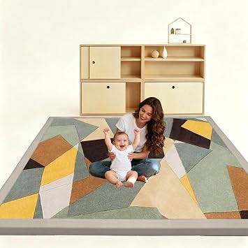 2cm Thick Baby Play Mat for Floor 180 x 180 cm Foam Floor Padded Playmats for Babies Baby Rug Kids Playpen Mat for Crawling & Playing, Non-Slip Bottom