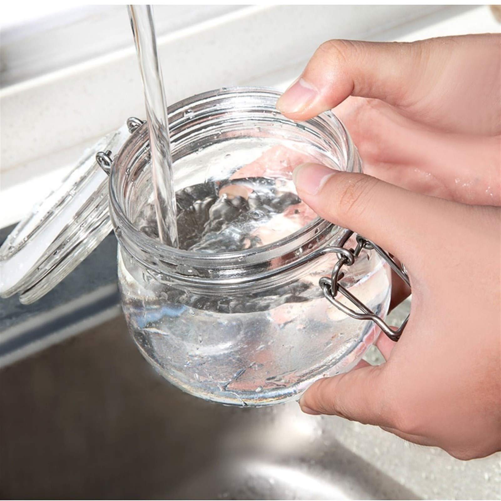 Botes para Alimentos Tarro hermético, botes de cristal de almacenamiento de contenedores y café, Cocina Especias y muchos más.Tarro de cristal con la tapa de almacenamiento, un conjunto de 3 Botes Her