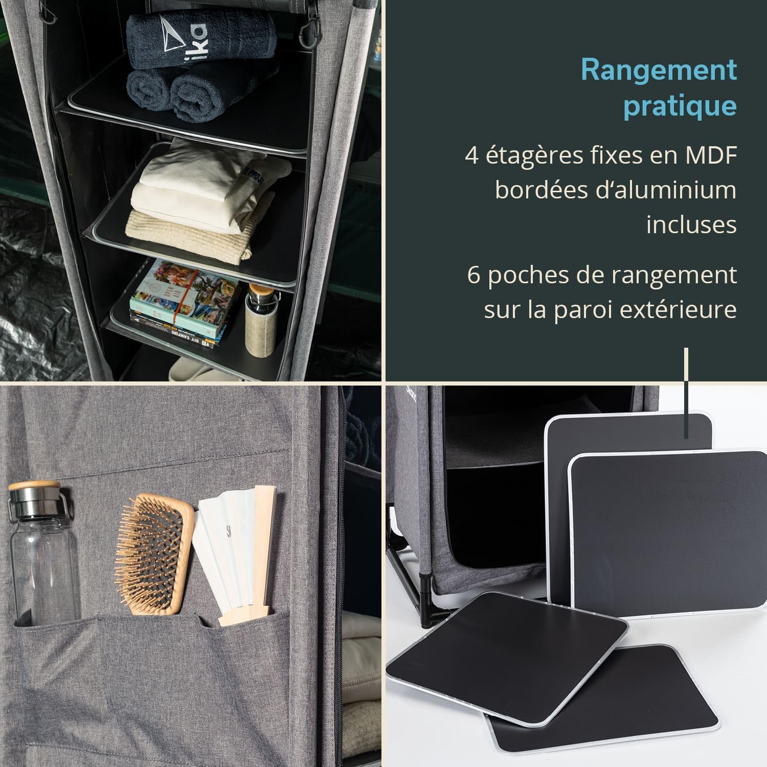 Skandika Armoire de Camping Ruoka | Armoire Haute, 140 cm, système emboîtable sans Outils, 4 étagères, Sac de Transport, Cuisine de Camping | Accessoires de Camping, Cuisine d'extérieur, Tente