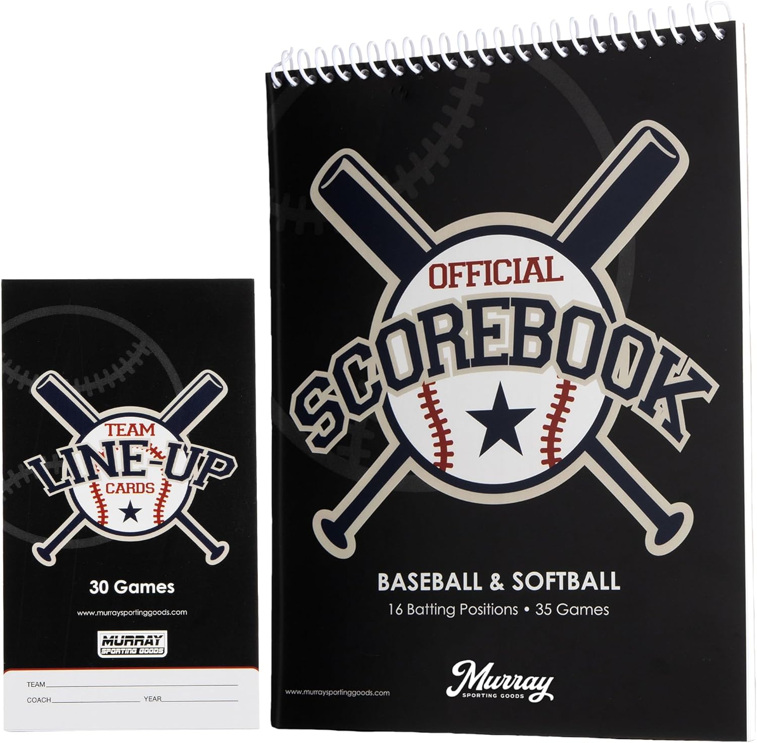 Murray Sporting Goods Baseball Scorebook & Baseball Lineup Card Bundle - 1 of Each Pack